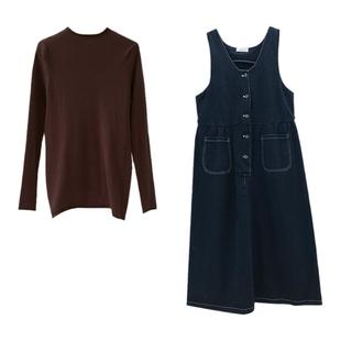 孕妇装背心连衣裙春秋孕妇裙中长款过膝v领高腰中长款牛仔背带裙