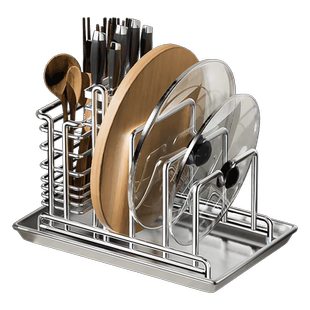 新款不锈钢刀架置物架厨房家用多功能砧菜板筷放置架锅盖收纳神器