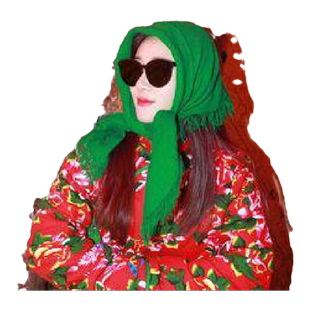 东北大花布头巾农村大妈村姑奶奶干活围巾女冬绿色老太中老年彩色