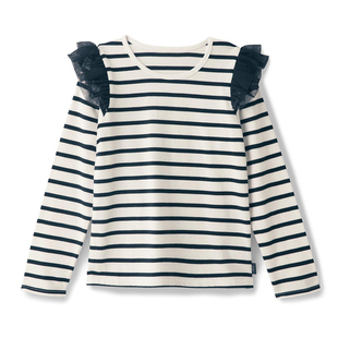 千家外贸原日系童装 春秋纯棉 可爱公主休闲 飞边袖长袖T恤打底衣