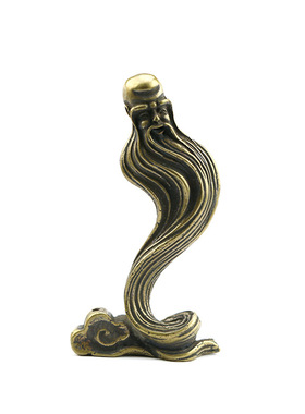 实心寿星公手把件礼品古玩铜器