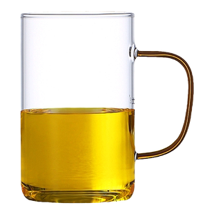 北大史家用玻璃杯水杯高硼硅耐热六色彩把可微波大号啤酒杯牛奶杯