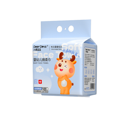 小鹿豆豆悬挂式洗脸巾100抽一次性湿巾擦脸洁面巾家用组合实惠装