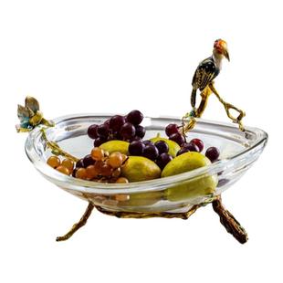 罗比罗丹平安喜乐大果盘创意珐琅彩大嘴鸟设计软装家居饰品