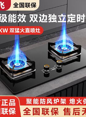 新飞燃气灶家用双灶天然气煤气灶具厨房猛火灶台式嵌入式