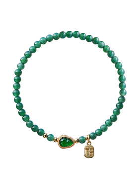 山川心语帝王绿翡翠18K金手链