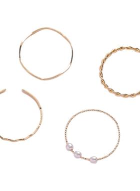 韩国潮五件套戒指小众ins设计感手作指扣时尚简约网红个性女指环