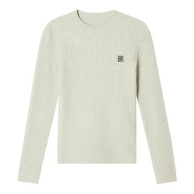 PSALTER诗篇冬圆领简约格纹提花羊毛打底衫毛针织衫