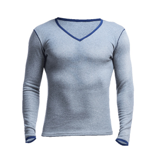 男士保暖内衣上衣单件加厚加绒秋衣打底衫防寒低领V领紧身棉毛衫