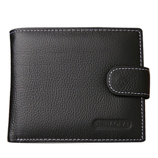 男士头层牛皮软钱夹带扣合页软皮钱包硬币零钱包商务时尚短款卡包