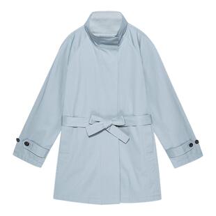 DKNY唐可娜儿春季风衣外套女系带双排扣立领H型廓形通勤时尚潮流