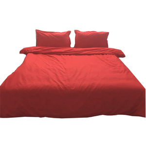 轻奢风床上用品胭脂色床单被套纯大红色四件套粉色单人三件套玫红