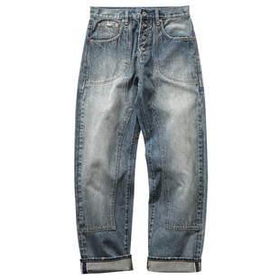 14OZ怀旧水洗赤耳丹宁牛仔裤 阿美咔叽宽松机车骑行裤窄幅MBBCAR