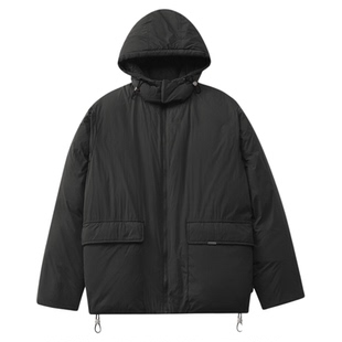 GWIT 90绒垂坠感户外软壳锁温冬季保暖外套短款加厚连帽羽绒服男