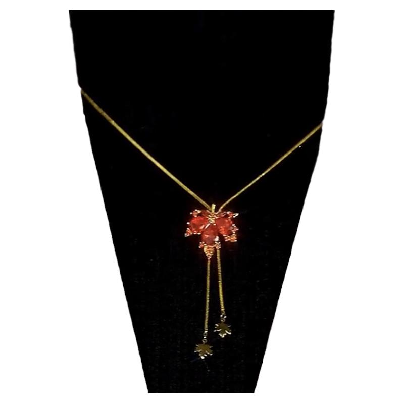 枫叶项链女小众设计高级感轻奢冷淡风毛衣链2023年新款潮配饰品冬