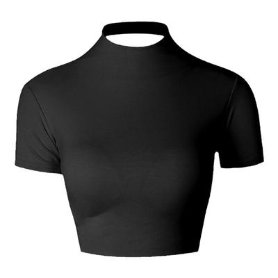 短袖上衣漏脐美背拉丁舞