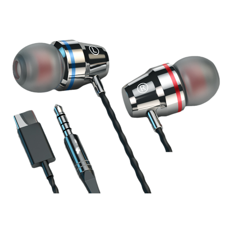 重低音耳机有线入耳式高音质type-c接口适用于华为oppo降噪圆孔