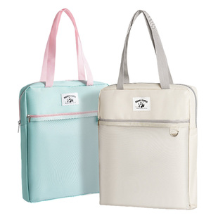 小怪才拉链式学习补习袋学生资料大容量手提袋作业书本收纳袋儿童帆布包女生日系手提补课包初中生男孩拎书袋