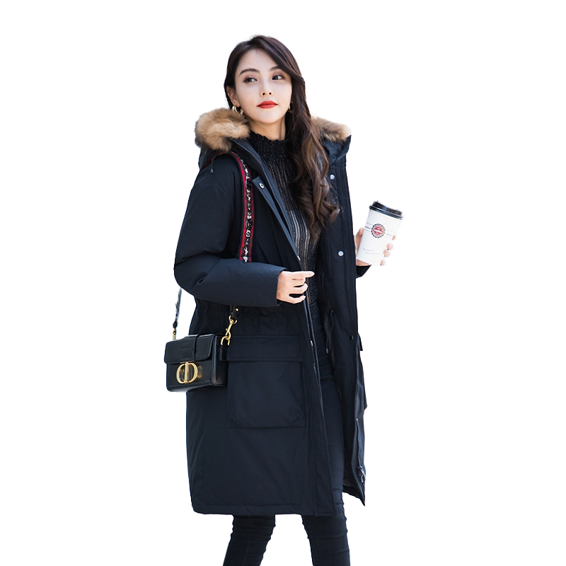 寒思女士羽绒服过膝加厚显瘦大码