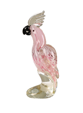 轻奢琉璃鹦鹉鸟混彩艺术摆件