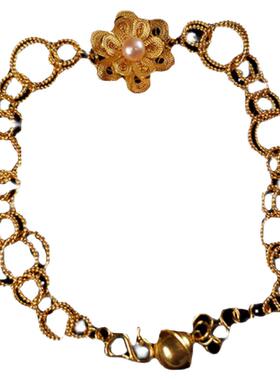 桂堂999花丝纯银手链复古珍珠