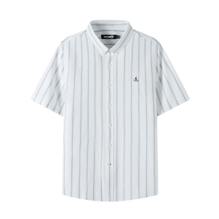 [冰丝]Navigare意大利小帆船绿色条纹衬衫男夏季休闲短袖衬衣外套