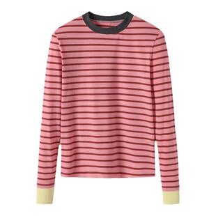 AR条纹打底衣基础内搭视错觉可外穿百搭假两件显瘦针织打底衫女