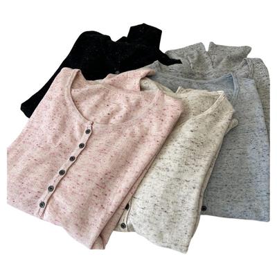 亚麻羊毛混纺圆领套头针织衫