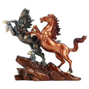 铜欣祥 黄铜双马摆件办公室开业乔迁礼品玄关摆设家居装饰品