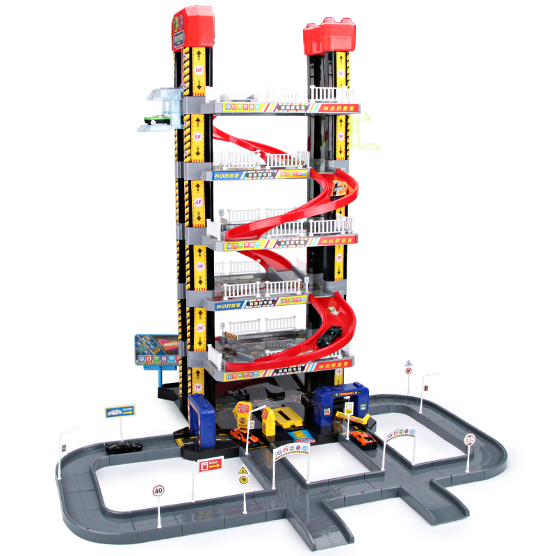 男孩儿童合金汽车电动手摇收纳停车场玩具赛车轨道大型多层停车楼
