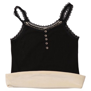 女童打底衫秋冬内搭可外穿中大童加绒加厚高级感花边背心保暖上衣