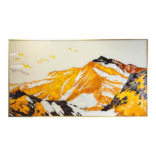 瑞杰 珐琅彩画《山巅云海》大气奢华客厅沙发背景墙装饰画 靠山画