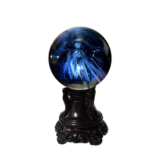 3A极天然全净体白水晶蓝针球单珠金字塔羽毛家居装饰品摆件送底座