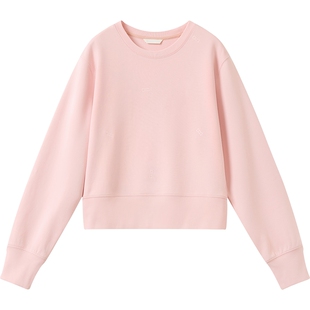 播休闲圆领纯色卫衣女秋季宽松短款长袖T恤DDS3YD5055