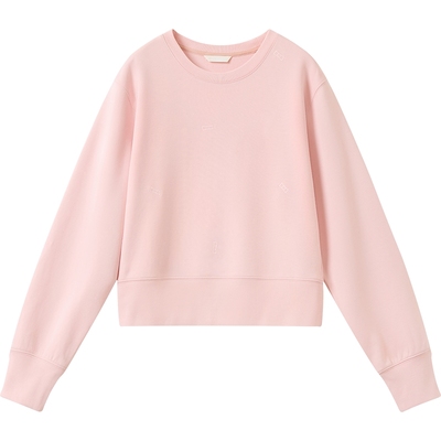 播休闲圆领纯色卫衣女25秋季新款宽松短款长袖T恤DDS3YD5055