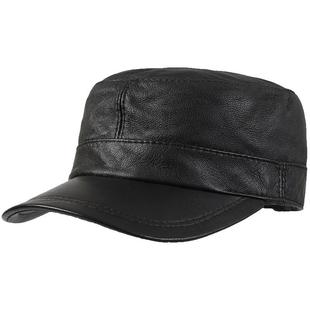 卡蒙山羊皮平顶帽子真皮鸭舌帽男秋冬大头围棒球帽户外保暖皮帽子