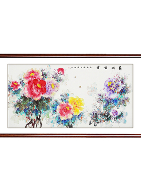 纯手绘牡丹花国画名家真迹客厅沙发餐厅装饰壁画中式花开富贵挂画