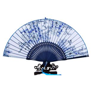 青花瓷舞蹈古风折扇中国风道具扇子汉服古典儿童女式扇旗袍走秀扇