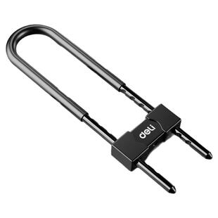 得力玻璃门锁U型锁店面插锁双门商铺防盗锁双开推拉门锁加长U形锁