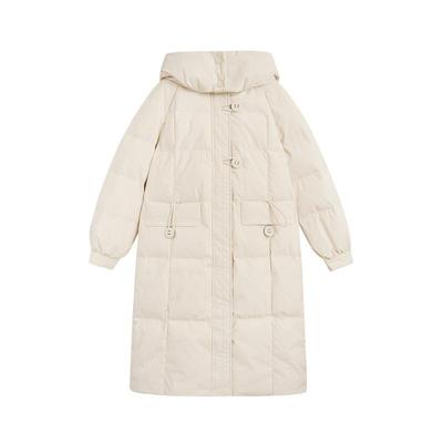 紫涵长款连帽羽绒服外套女冬季新款防风防水过膝保暖白鸭绒面包服