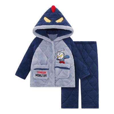 睡衣男童珊瑚绒冬季加厚保暖加绒