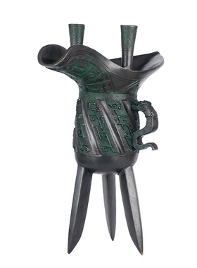 纯黄铜爵杯工艺品办公室客厅装饰摆件仿古中式酒杯礼品铜制品摆件