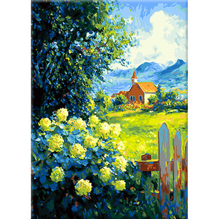 数字油画diy填色手工填充手绘自己涂色客厅装饰绿野画画油彩