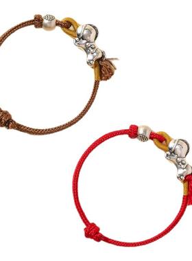 足银战马本命年手链6A桑蚕丝