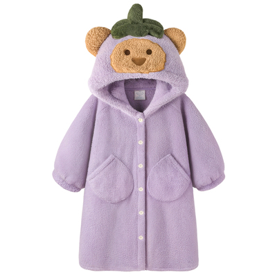 睡袍女款2025新款小熊珊瑚绒睡衣