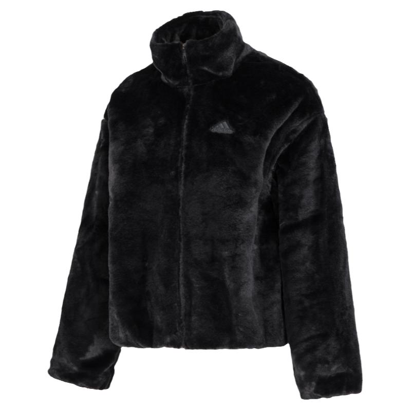 阿迪达斯外套女2022冬季新款人造毛皮保暖休闲立领夹克外套HM7105