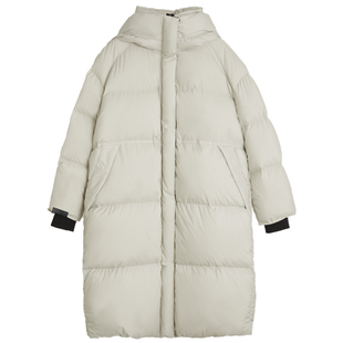 【自营】ELLE90白鸭绒中长款宽松连帽羽绒服女2024冬新款小众外套