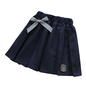 儿童半身裙春秋女童短裙小学生黑色校服裙子百褶裙学院风女套装裤