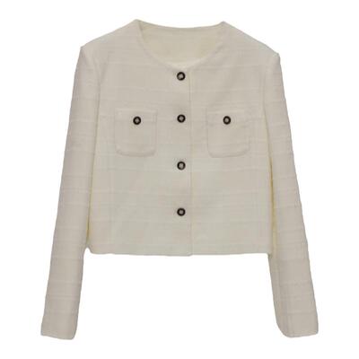 apa studio独家设计城市计划纯色慵懒风圆领小香风单排扣修身外套