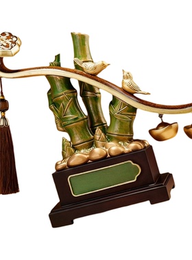 竹子招财财神殿领导办公室摆件